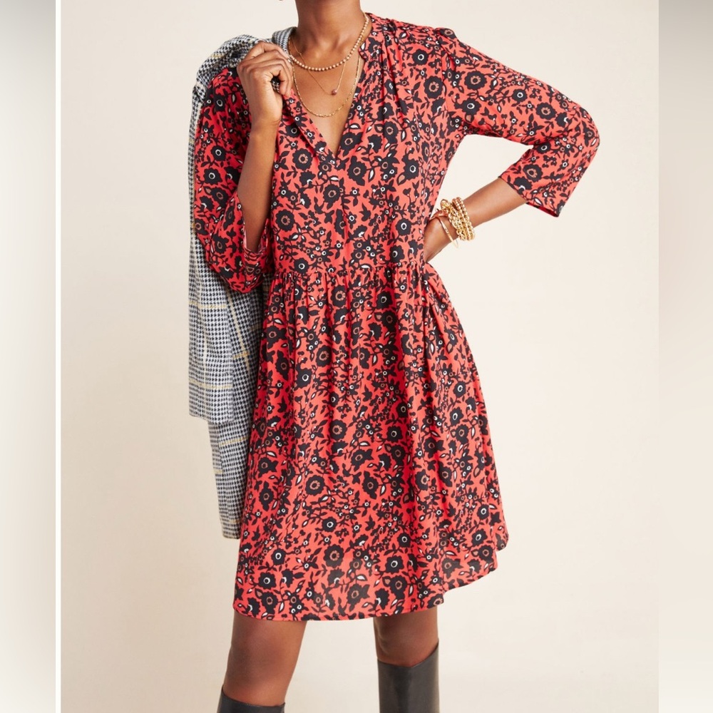 Maeve Red and Black Floral Dress